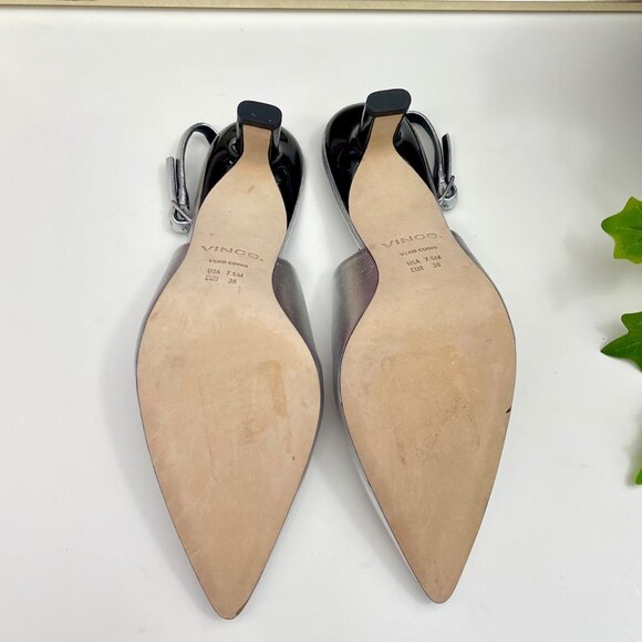 Vince Pandora Pointed Toe Slingback Pump in Silver Size 7.5 - Picture 12 of 13